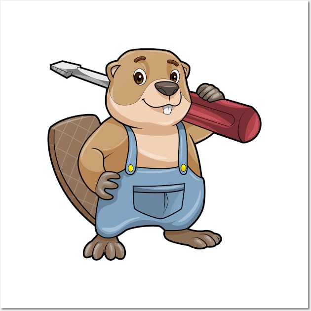 Beaver as Craftsman with Slotted screwdriver Wall Art by Markus Schnabel